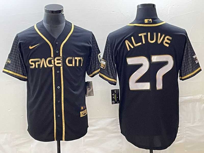 Mens Houston Astros #27 Jose Altuve Black City Connect Cool Base Stitched Baseball Jersey->houston astros->MLB Jersey